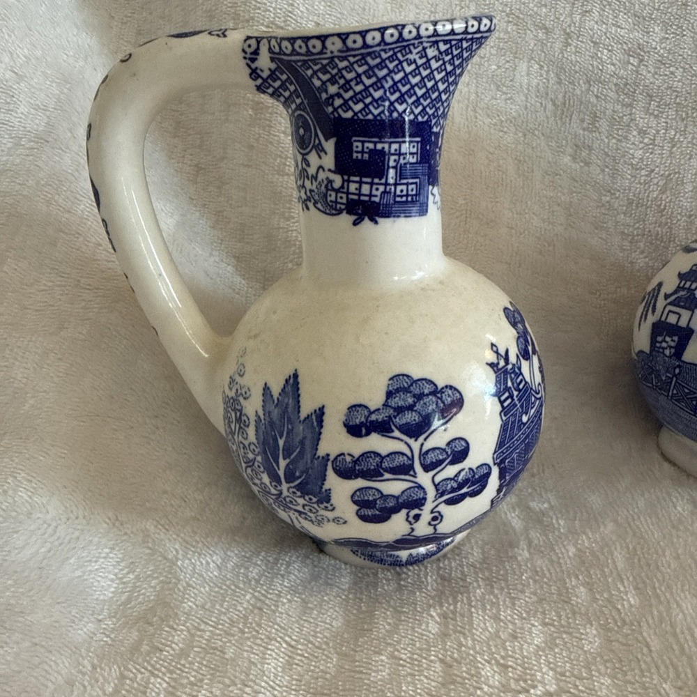 Antique Blue Willow Pattern  Set - Made in Japan - 5in. Tall Pitcher - Picture 2 of 11
